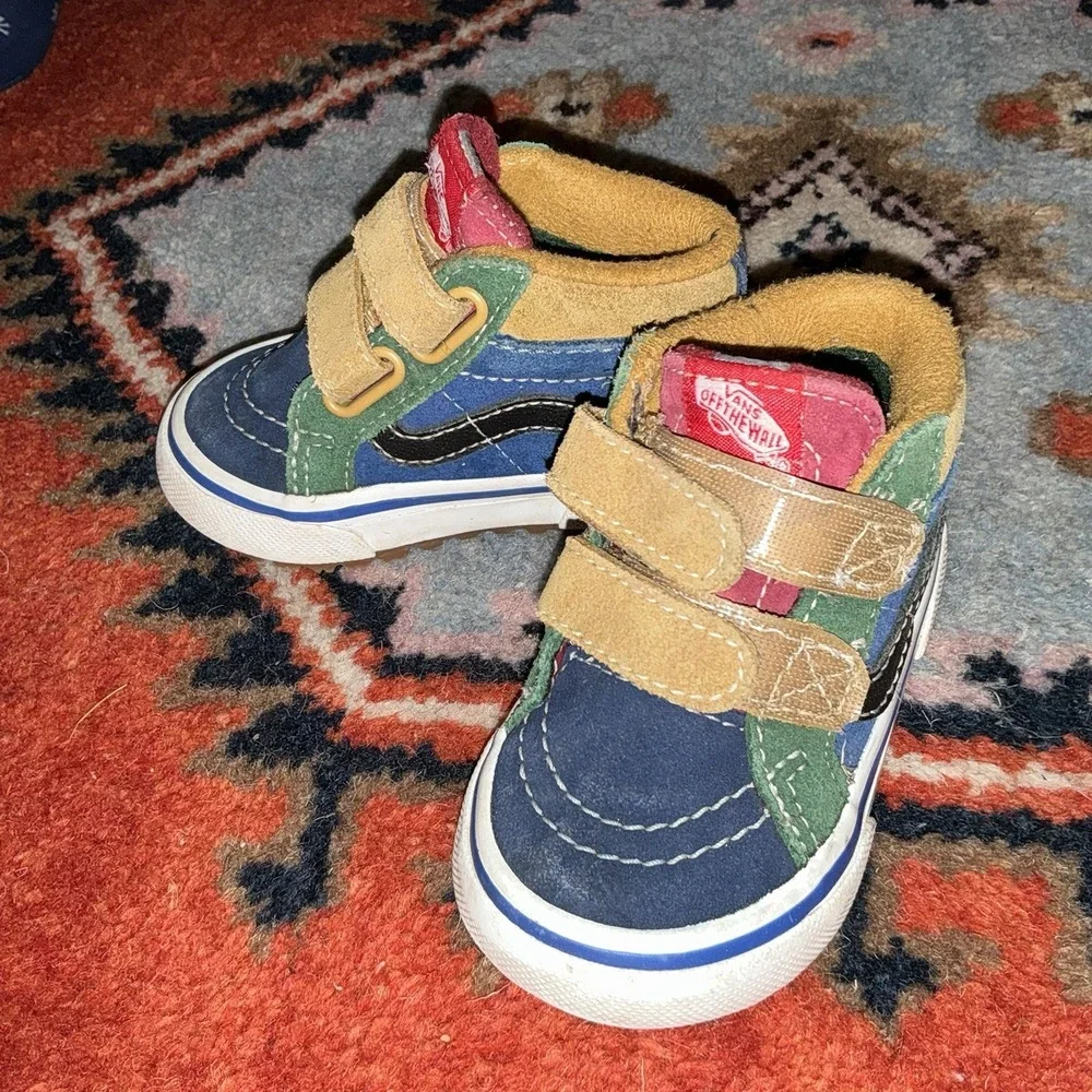 VANS‎ SK8 Mid Reissue v Sneakers Colorblock Blue Green Red Toddler Size 4 Baby